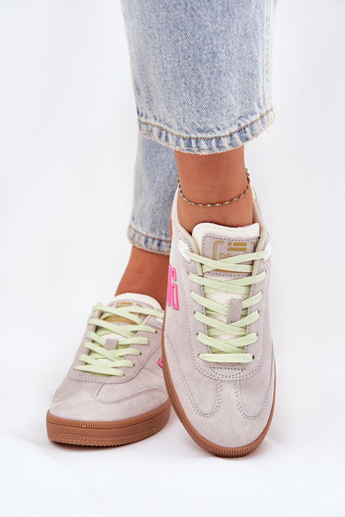 Semišové Sportovní Boty Tenisky Dámské D.Franklin Ztlumená Bílá DFSH387005