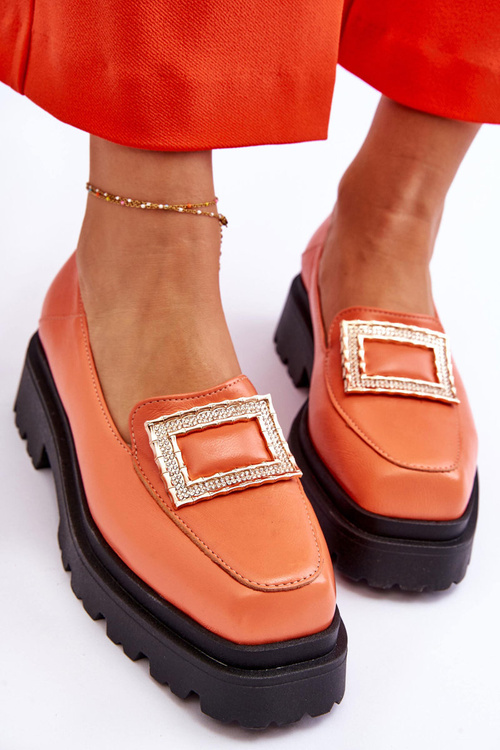 Pohodlné kožené mokasíny oranžovej agathe