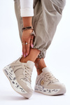 Dámske kožené tenisky na masívnej platforme Beige Asturia