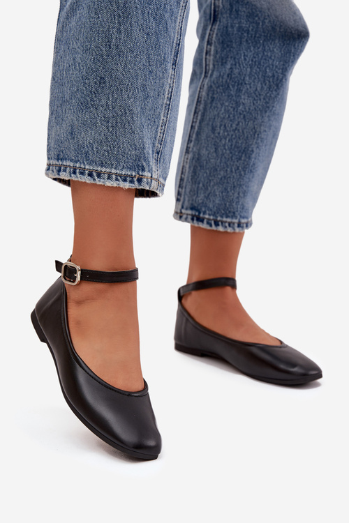 Dámske baleríny s pásikom a sponou Čierne Janelor