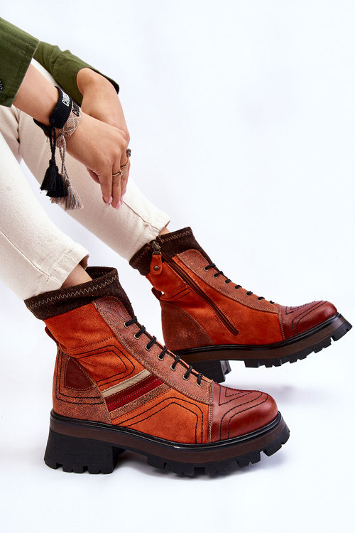 Maciejka ploché kožené topánky 05624-08 Orange-Brown