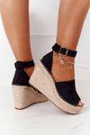 Klinové sandále s čiernou Makennou Braid