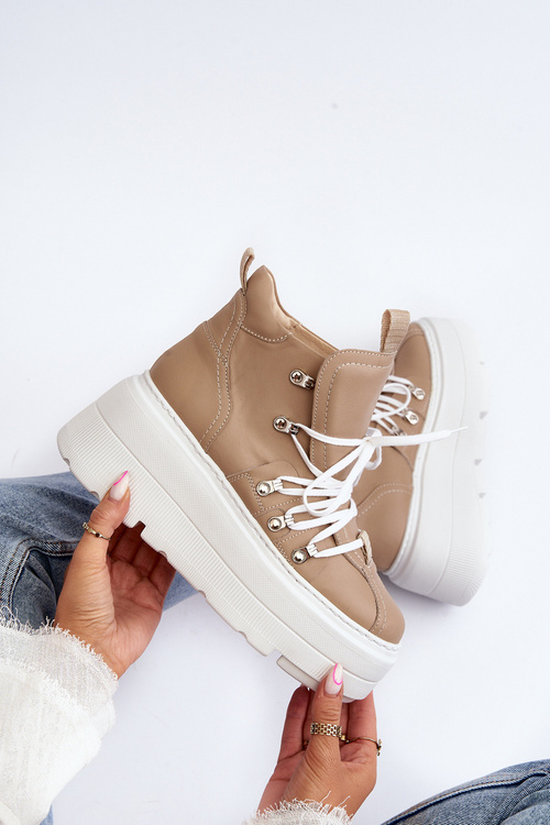 Zazoo 3416 Kožené Dámske Športové Topánky Bežové