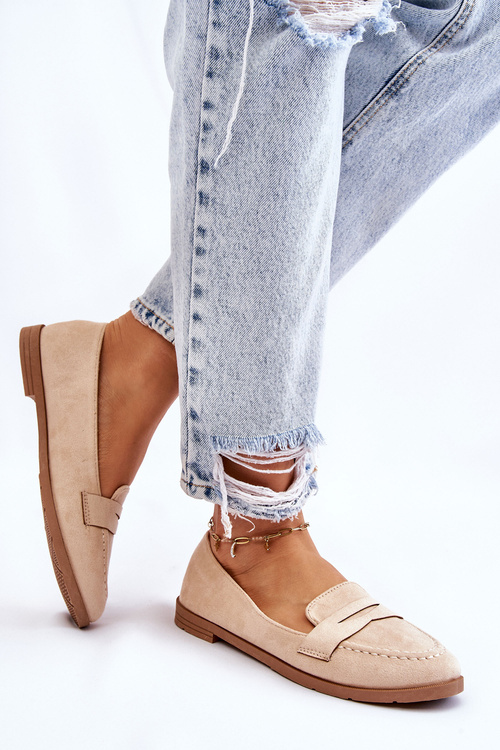 Pohodlné semišové dámske béžové laafery Lucca