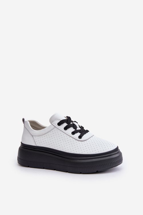 Dámské Sportovní Boty Na Platformě Přírodní Kůže Bílé 41470 Vinceza