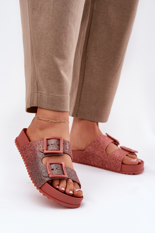 Voňavé Dámské Pantofle S Brilanty A Sponami Růžové ZAXY RR285025