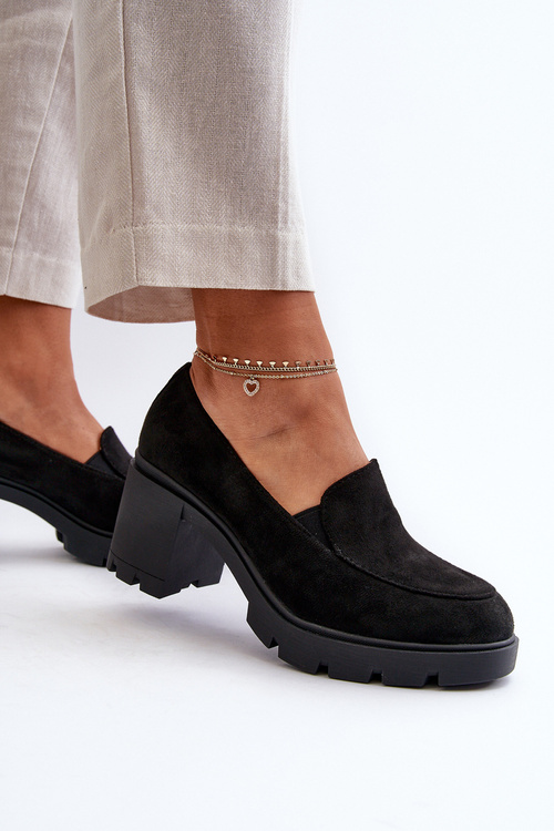 Dámske topánky z ekologického semišu na opätku a platforme čierne Arablosa