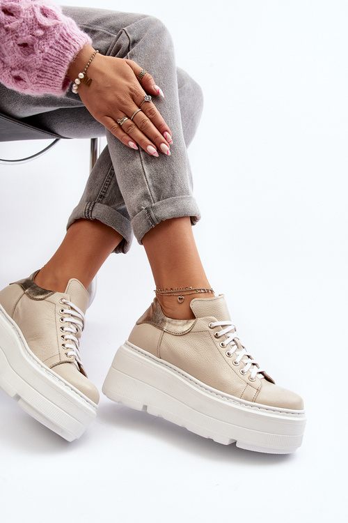 Zazoo 10165 Dámske Športové Topánky na Masívnej Platforme Bežové