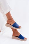 Dámske semišové sandále na klíne Panto Fino Modré RR267041