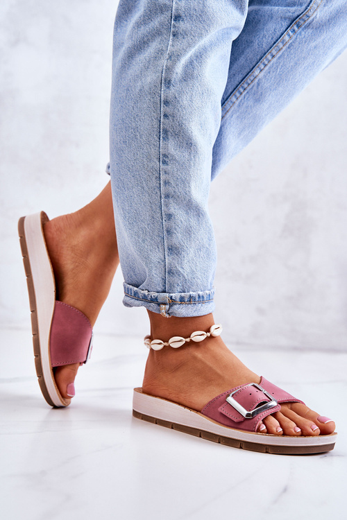 Módní dámské pantofle se sponou Inblu CP000031 růžové