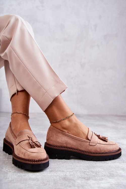 Dámske semišové topánky na platforme Beige Unni