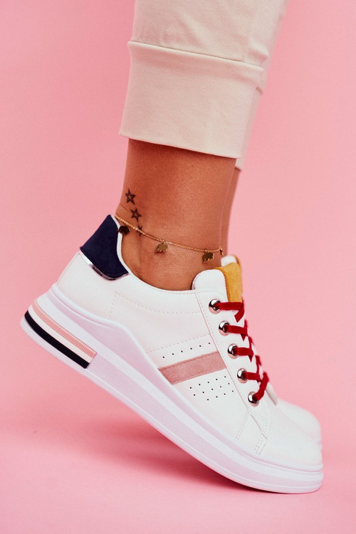 Dámske športové biele a námornícke modré topánky