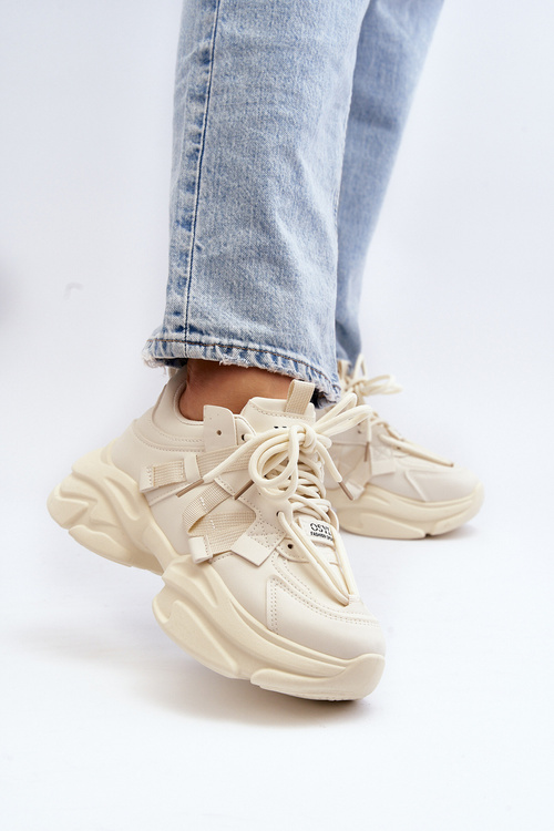 Dámske tenisky na masívnej podrážke, béžové Windamella