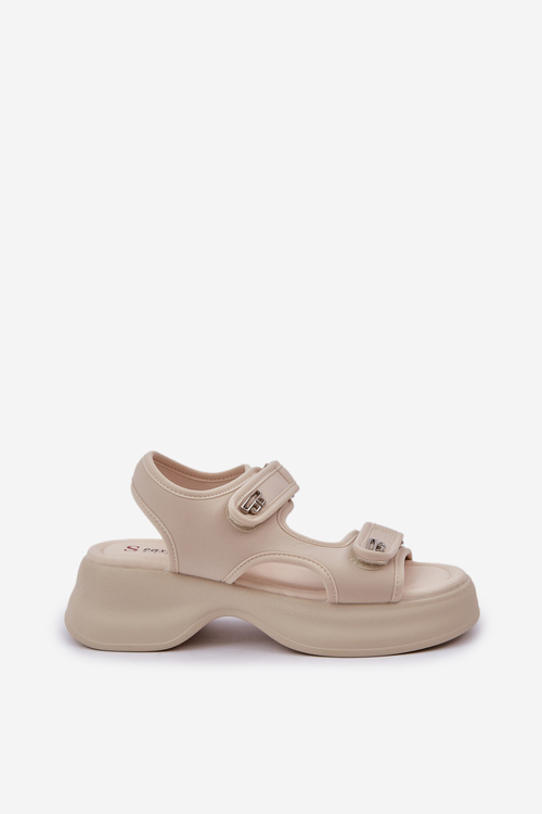 Textilné Ľahké Sandále Na Platforme Svetlo Béžové Deniffia