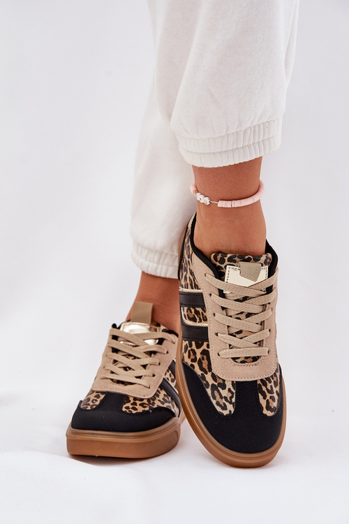 Dámske Tenisky Z Eko Kože Leopardie Čierne Satylies