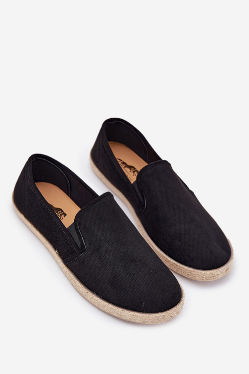 Espadrilky Pánské Tenisky Z Eko Semiše Černé Lunaria