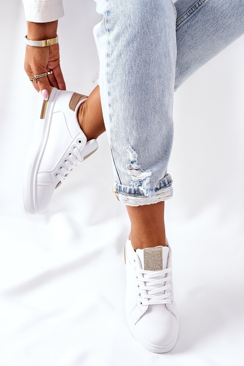 Sportovní Obuv Sneakers Na Platformě Bílé-Béžové Lola