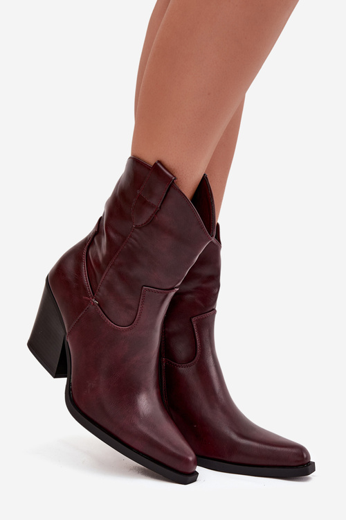 Dámske kožené čižmy na opätku v štýle kovboj Bordové Sorelia