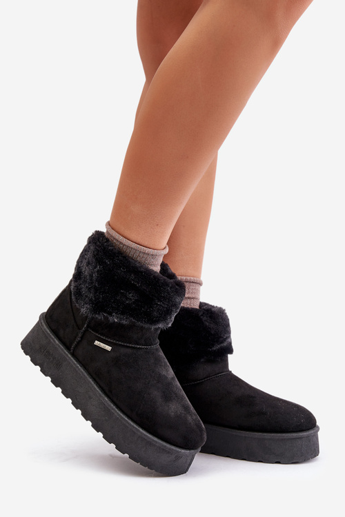 Snehové topánky na platforme s kožušinou Big Star OO274A108 Čierne