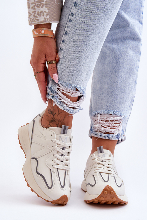 Dámska kožená športová topánka béžová fao