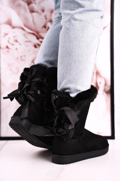 Dámské Sněhule Se Stuhou Se Zateplením Kožešinou Černé Kaylee