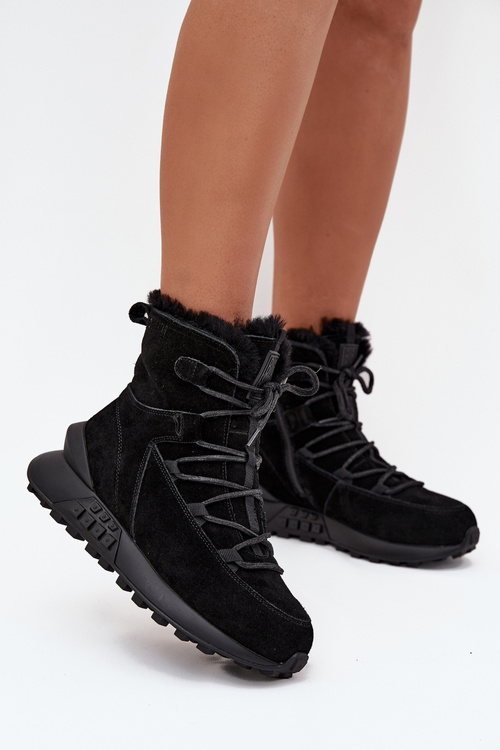 Semišové Zimné Boty Pre Ženy S Kožušinou Big Star SS274319 Čierne