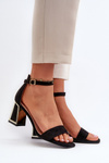 Černé semišové sandály na podpatku Pholia