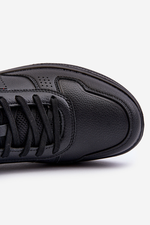 Ľahké pánske tenisky na platforme z ekokože čierne Uziran