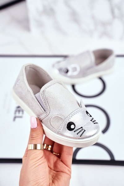 Detské tenisky vložené so svetlo šedou cukrovinkou myši