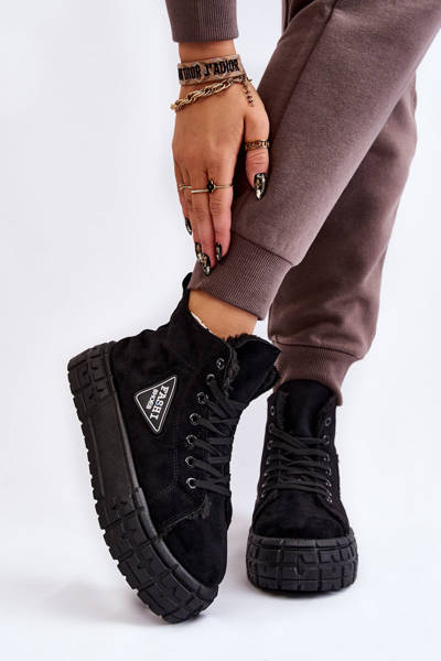 Vysoce zateplené semišové tenisky Černé Evren