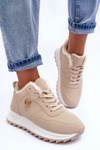 Izolované kožené športové topánky na platforme Adite Beige