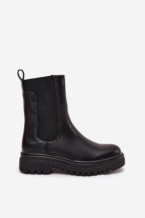 Dámské botky chelsea na platformě a plochém podpatku černé Ravessa