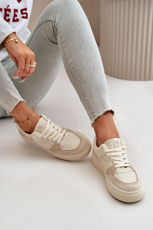 Dámské Nízké Tenisky Z Eko Kůže Big Star OO274029 Béžové