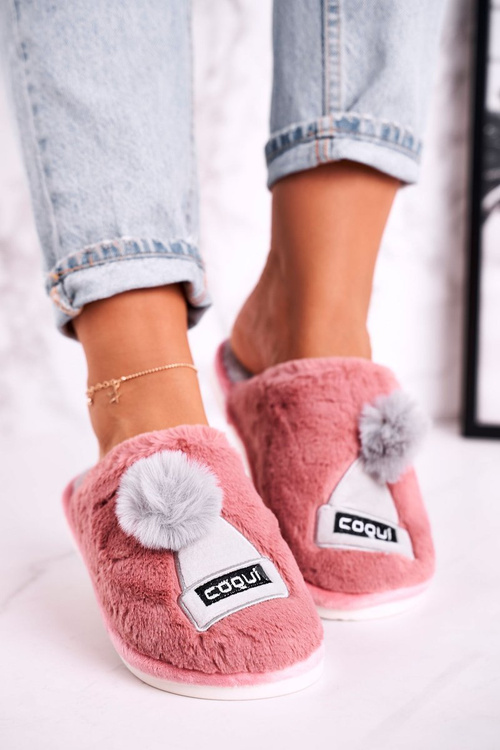 Dámske kožušiny s klobúkom a práškovou pompom Pink udržiavajte v teple