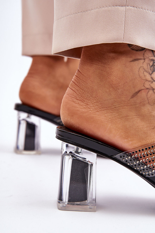 sandály na podpatku s kamínky Černá Jaxen