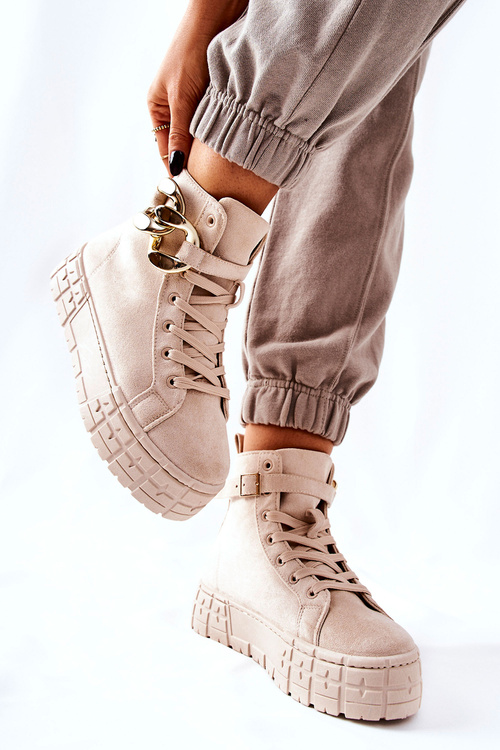 Vysoké Tenisky Na Platformě Světle Béžové Evenia