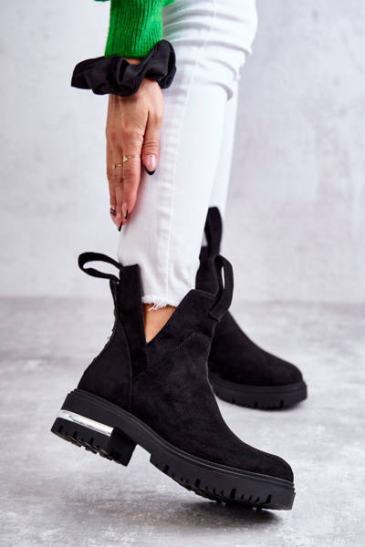 Semišové topánky s výrezmi čierny elver