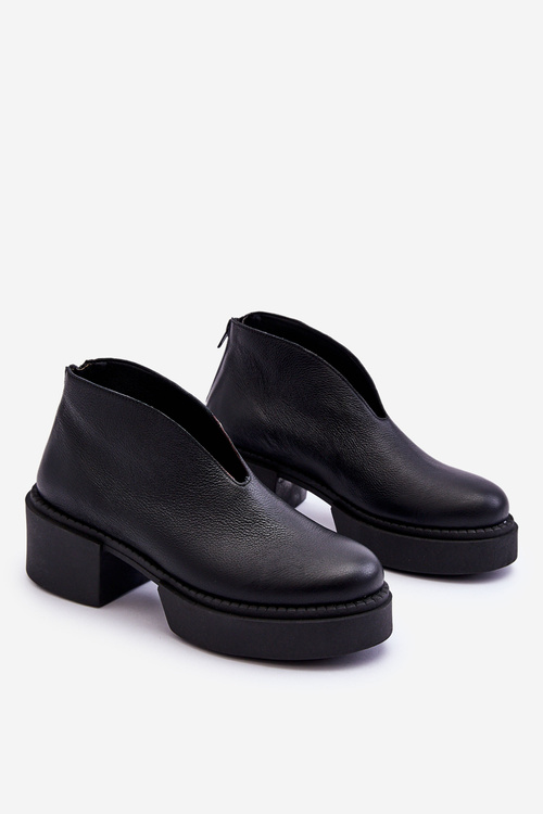 Kožené topánky na masívnej päte Nicole 2795/056 čierna