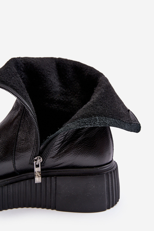 Dámské kožené kozačky na platformě černé Jenefer