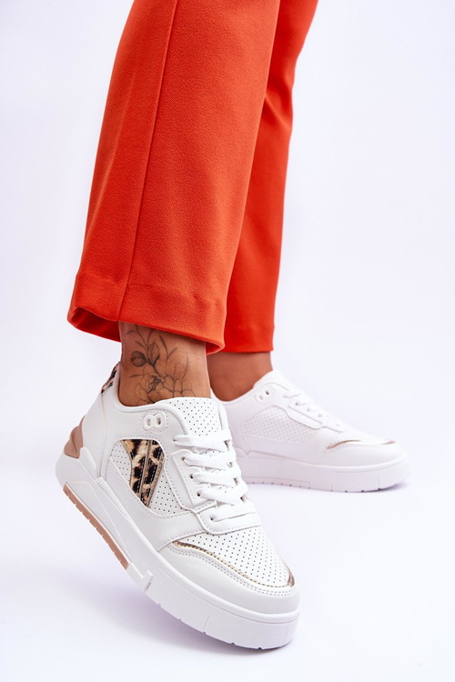 Dámské kožené leopardí sportovní boty bílé Nancey