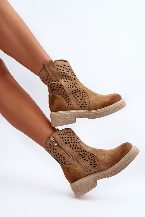 Zazoo 3470 Dámské nízké kozačky z jemného semiše s prodyšnou podrážkou Bežové