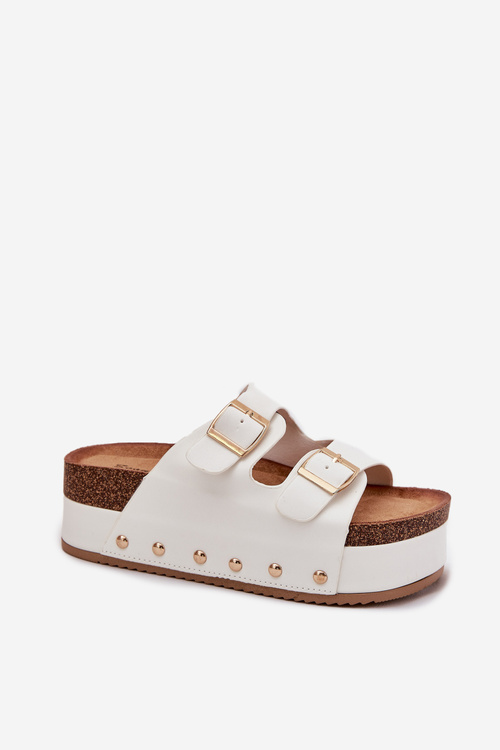 Dámske Sandále S Prackami Na Masívnej Platforme Biele Odisene