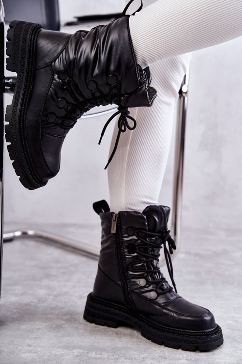 Dámske čipky -Snehové topánky Goe KK2N4017 Čierna