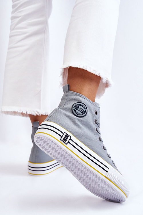 Dámské vysoké textilní tenisky na platformě Big Star LL274188 Světle modrá