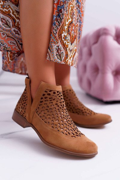 Dámské Kotníkové Boty Jarní Cowgirl Camel 2366 Draw