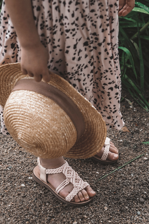 Dětské pletené nazouvací sandály Růžove Tracy