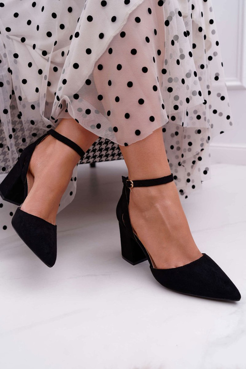 Dámské Lodičky Na Podpatku Semišové Černé Samantha