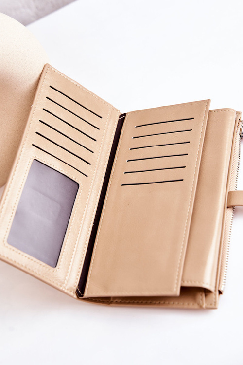 Velká kožená peněženka se magnetem béžový Nereva