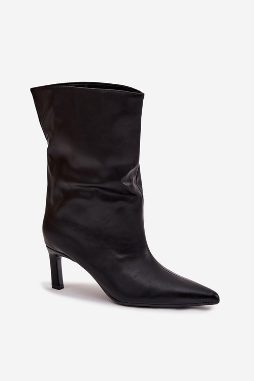 Vklouzněte dámské kotníkové boty na jehlovém podpatku z ekokůže černé Norell