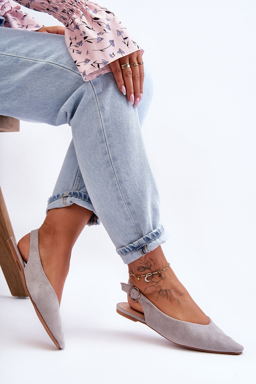 Dámské semišové baleríny šedé Kenra